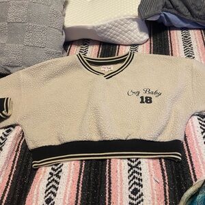 Gray and Black Cropped Sweater